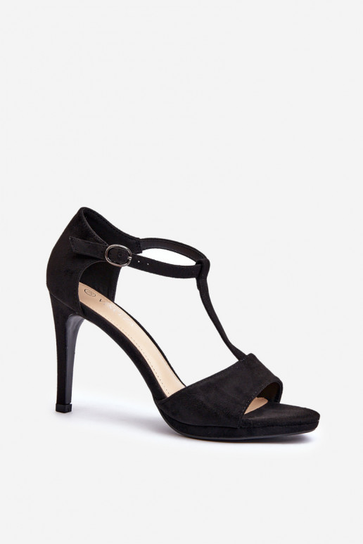 Women's High Heel Sandals Made of Eco Suede, Black Obdaria