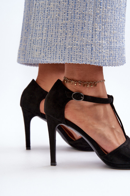 Women's High Heel Sandals Made of Eco Suede, Black Obdaria Women's High Heel Sandals Made of Eco Suede, Black Obdaria