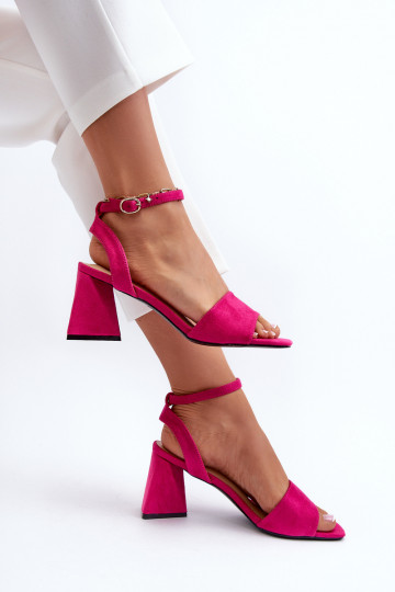 Women's High Heel Sandals Made of Eco Suede Fuchsia Upttima 2