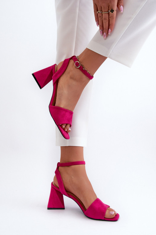 Women's High Heel Sandals Made of Eco Suede Fuchsia Upttima