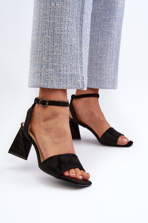 Women's High Heel Sandals Made of Eco Suede Black Upttima