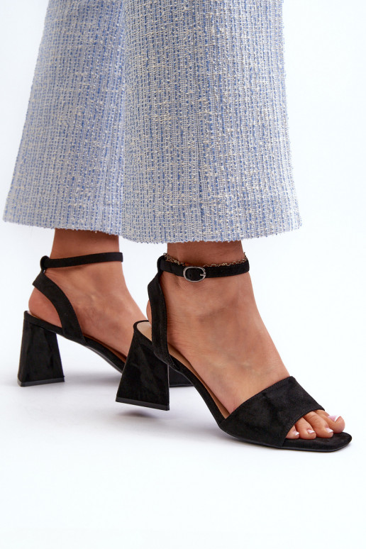 Women's High Heel Sandals Made of Eco Suede Black Upttima Women's High Heel Sandals Made of Eco Suede Black Upttima