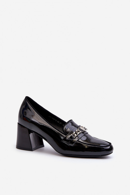 Black Patent Low Heel Court Shoes with Decoration Makki Black Patent Low Heel Court Shoes with Decoration Makki