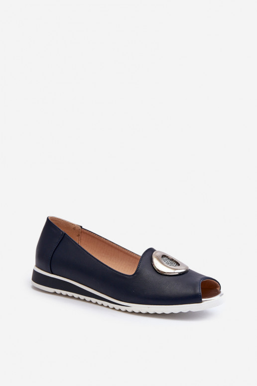 Women's Pumps with Eco Leather Decoration Navy Blue Biolita Women's Pumps with Eco Leather Decoration Navy Blue Biolita