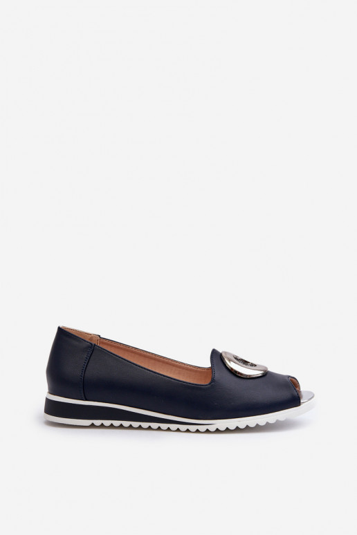 Women's Pumps with Eco Leather Decoration Navy Blue Biolita Women's Pumps with Eco Leather Decoration Navy Blue Biolita