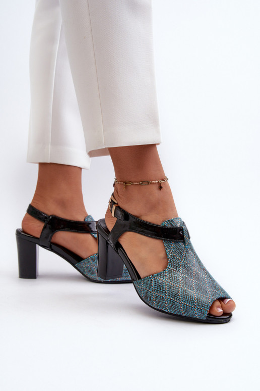 Women's Turquoise Faux Leather High Heel Sandals Queenmarie Women's Turquoise Faux Leather High Heel Sandals Queenmarie