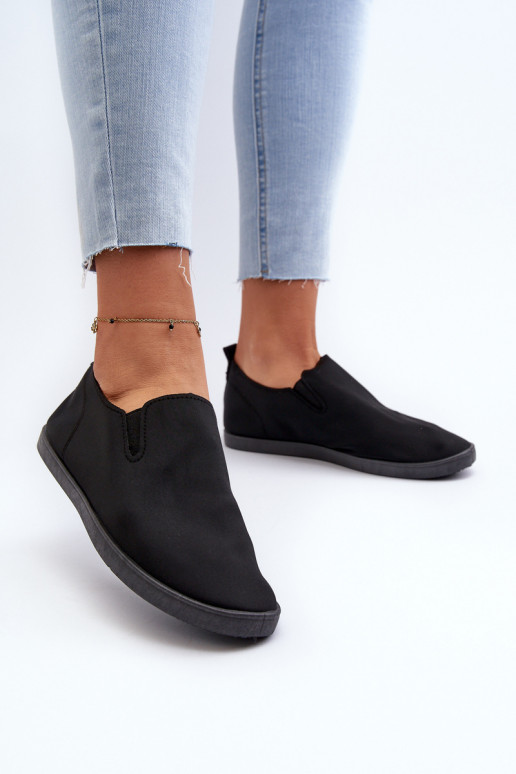 Damskie Tenisówki Trampki Slip-On Czarne Lovinia