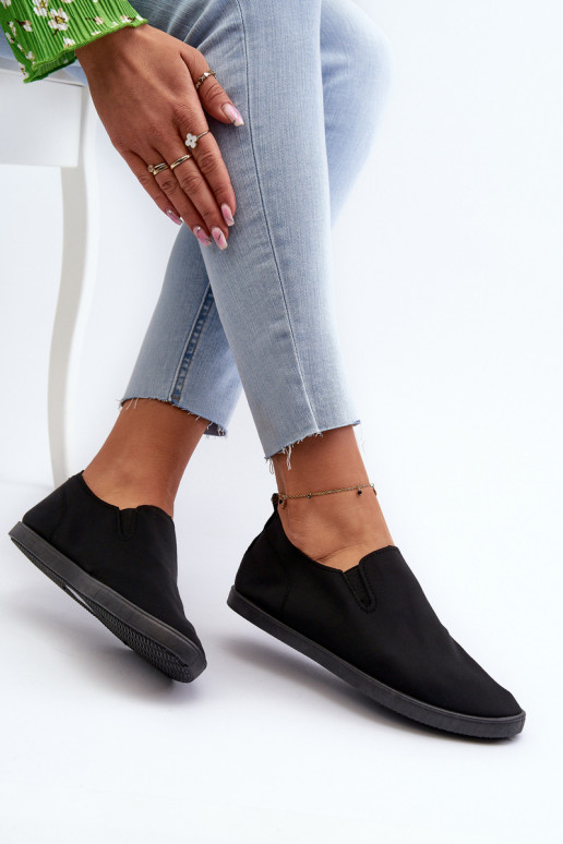 Damskie Tenisówki Trampki Slip-On Czarne Lovinia