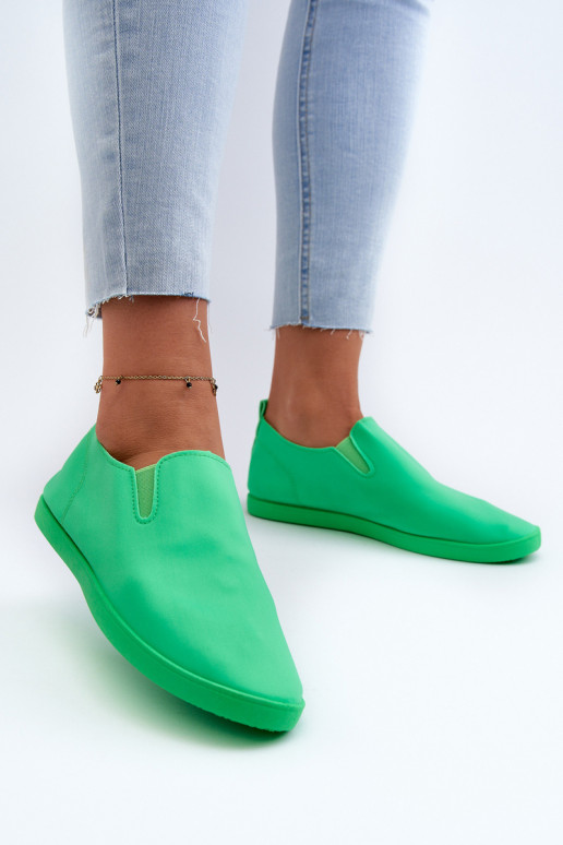 Damskie Tenisówki Trampki Slip-On Zielone Lovinia
