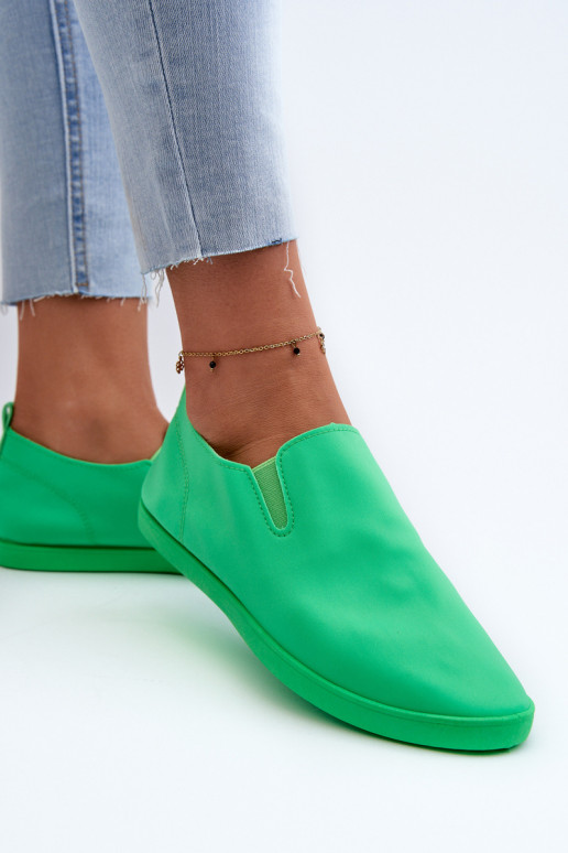 Damskie Tenisówki Trampki Slip-On Zielone Lovinia