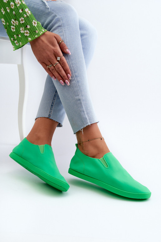 Damskie Tenisówki Trampki Slip-On Zielone Lovinia
