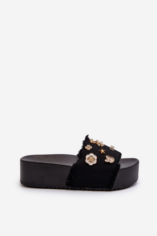 Women's Platform Flip-Flops With Pins Black Zranesia