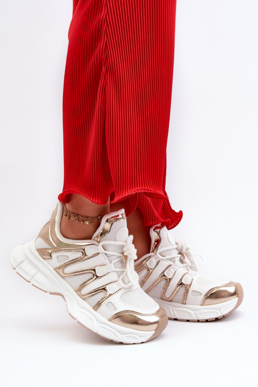 Sneakersy Damskie Biało-Złote Ahmani