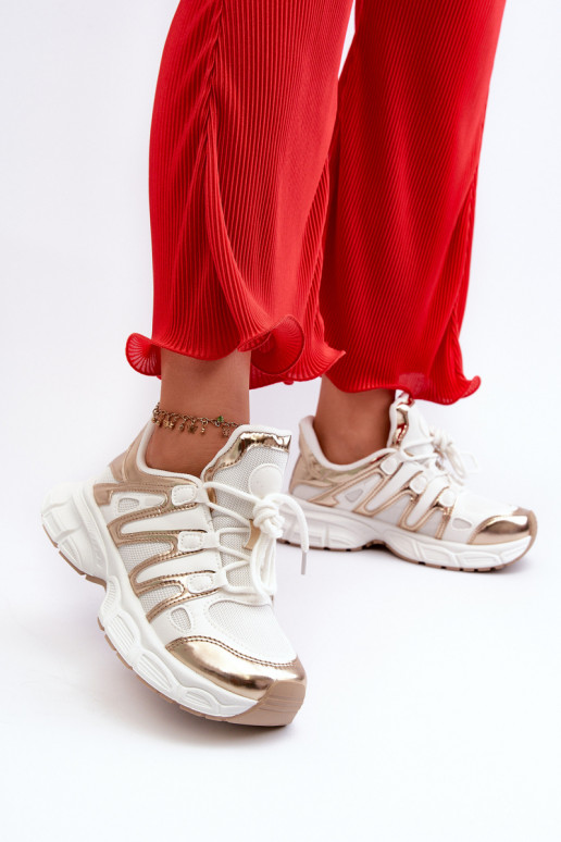 Sneakersy Damskie Biało-Złote Ahmani