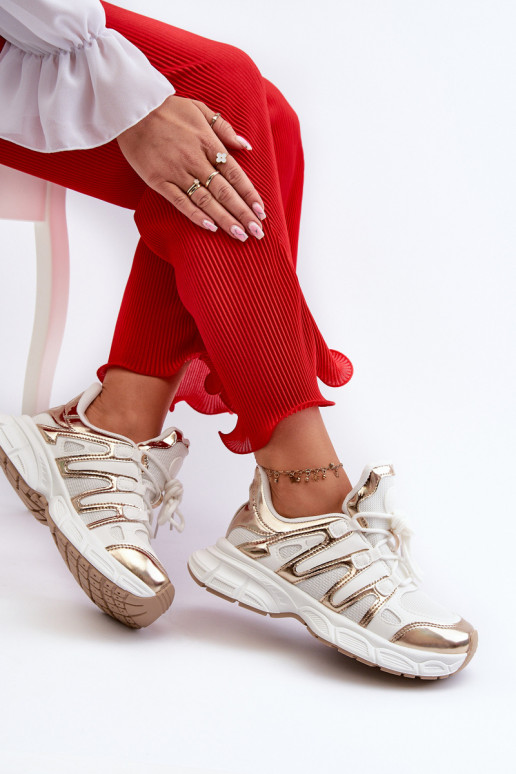 Sneakersy Damskie Biało-Złote Ahmani