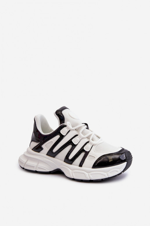 Sneakersy Damskie Biało-Czarne Ahmani
