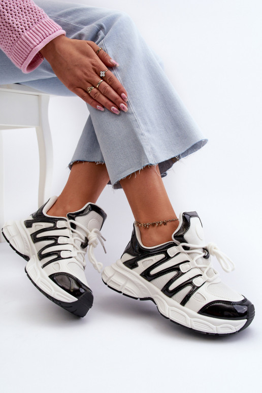 Sneakersy Damskie Biało-Czarne Ahmani