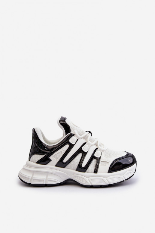 Sneakersy Damskie Biało-Czarne Ahmani