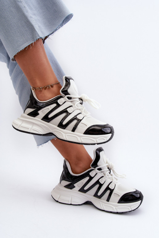 Sneakersy Damskie Biało-Czarne Ahmani