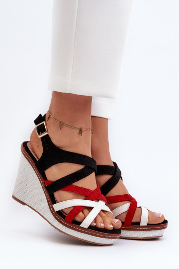 Wedge Sandals With Straps navy blue Ellen 2