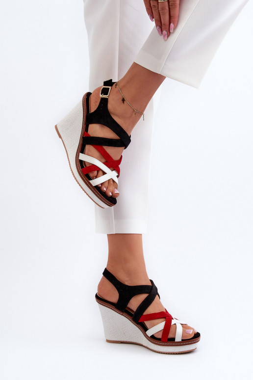 Wedge Sandals With Straps navy blue Ellen