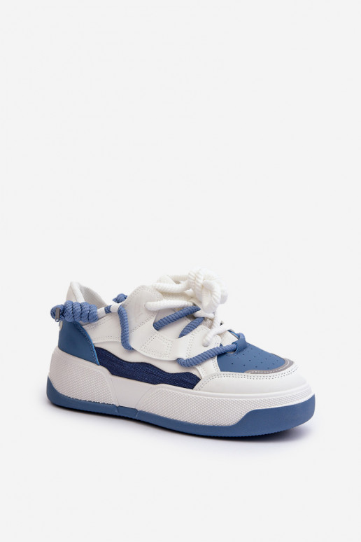 Sneakersy Damskie Na Platformie Niebieskie Moariella