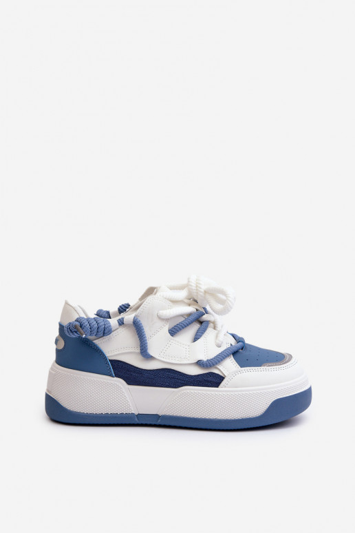 Sneakersy Damskie Na Platformie Niebieskie Moariella