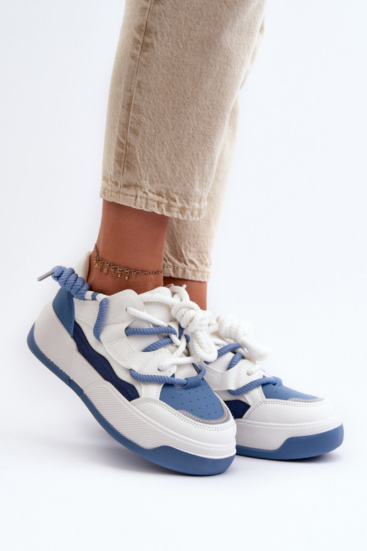 Sneakersy Damskie Na Platformie Niebieskie Moariella