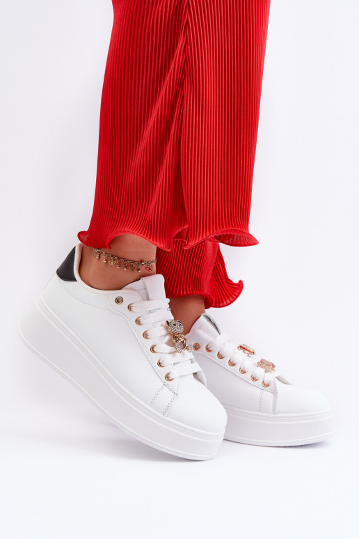Women's platform sneakers with white embellishments Herbisa Women's platform sneakers with white embellishments Herbisa