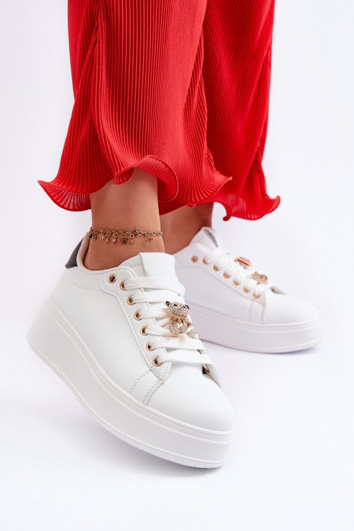 Women's platform sneakers with white embellishments Herbisa Women's platform sneakers with white embellishments Herbisa