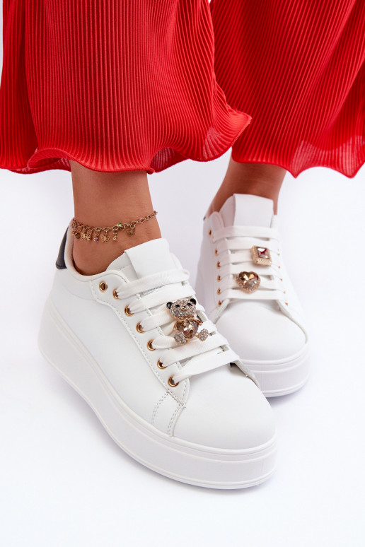 Women's platform sneakers with white embellishments Herbisa Women's platform sneakers with white embellishments Herbisa