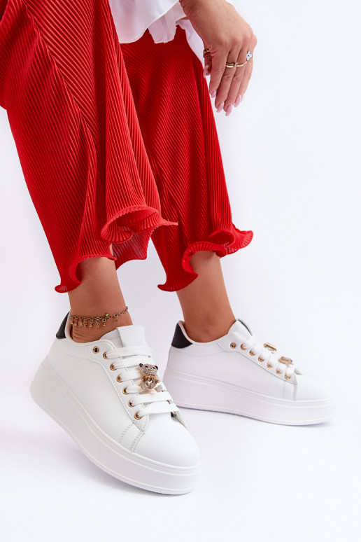 Women's platform sneakers with white embellishments Herbisa Women's platform sneakers with white embellishments Herbisa