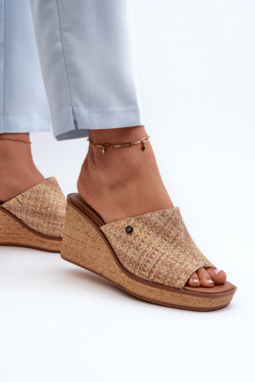 Women's Wedge Sandals Sergio Leone KL213 Beige Women's Wedge Sandals Sergio Leone KL213 Beige