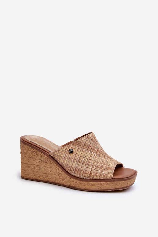 Women's Wedge Sandals Sergio Leone KL213 Beige Women's Wedge Sandals Sergio Leone KL213 Beige