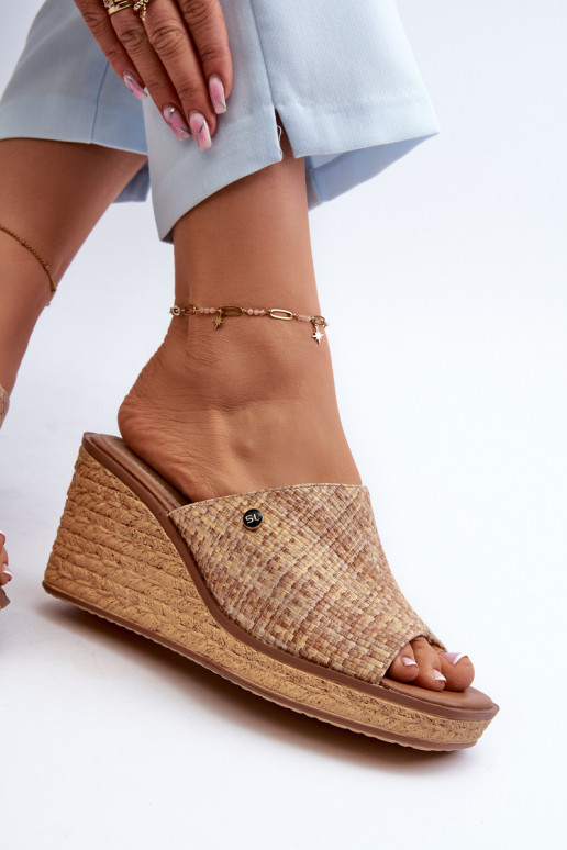 Women's Wedge Sandals Sergio Leone KL213 Beige Women's Wedge Sandals Sergio Leone KL213 Beige