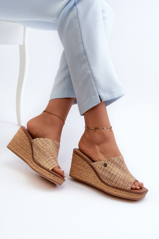 Women's Wedge Sandals Sergio Leone KL213 Beige Women's Wedge Sandals Sergio Leone KL213 Beige