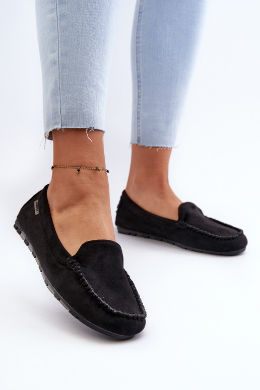 Women's Moccasins Made of Eco Suede Black Amrutia Women's Moccasins Made of Eco Suede Black Amrutia