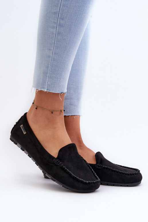 Women's Moccasins Made of Eco Suede Black Amrutia Women's Moccasins Made of Eco Suede Black Amrutia