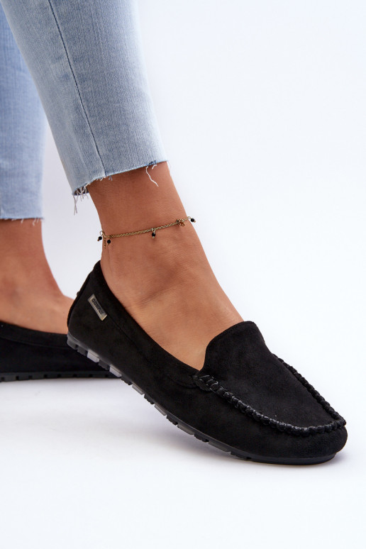 Women's Moccasins Made of Eco Suede Black Amrutia Women's Moccasins Made of Eco Suede Black Amrutia