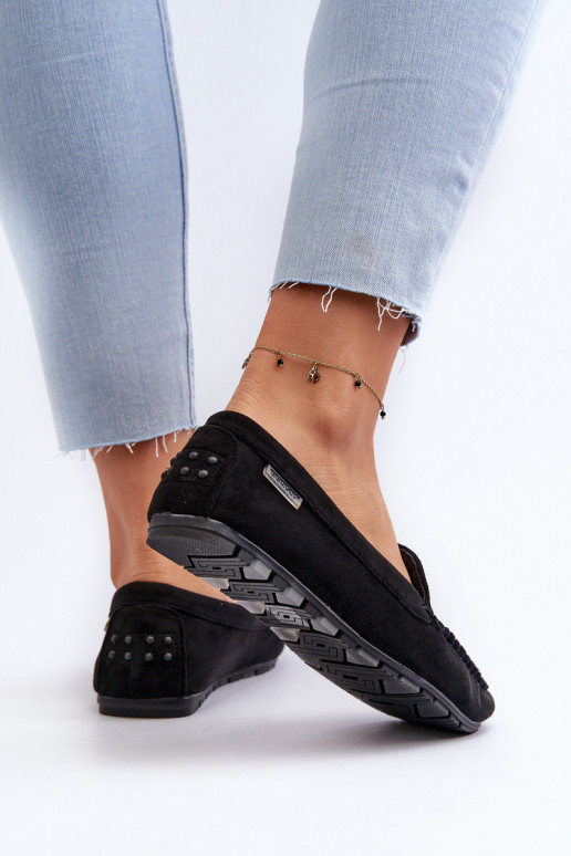 Women's Moccasins Made of Eco Suede Black Amrutia Women's Moccasins Made of Eco Suede Black Amrutia