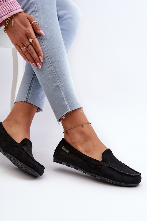 Women's Moccasins Made of Eco Suede Black Amrutia Women's Moccasins Made of Eco Suede Black Amrutia