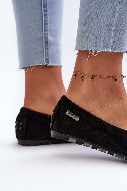 Women's Moccasins Made of Eco Suede Black Amrutia Women's Moccasins Made of Eco Suede Black Amrutia