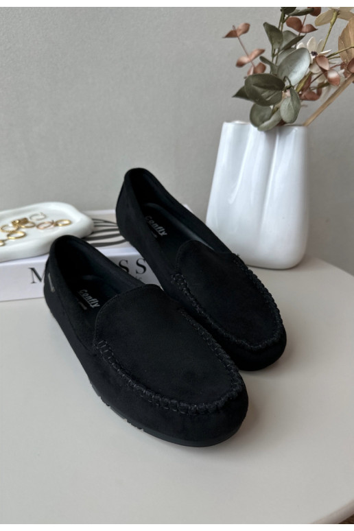 Women's Moccasins Made of Eco Suede Black Amrutia Women's Moccasins Made of Eco Suede Black Amrutia