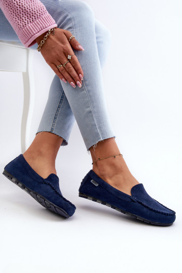 Women's Eco Suede Moccasins, Navy Blue Amrutia 2