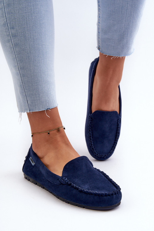 Women's Eco Suede Moccasins, Navy Blue Amrutia Women's Eco Suede Moccasins, Navy Blue Amrutia