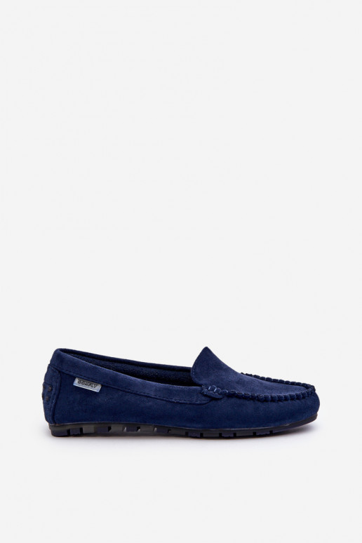 Women's Eco Suede Moccasins, Navy Blue Amrutia