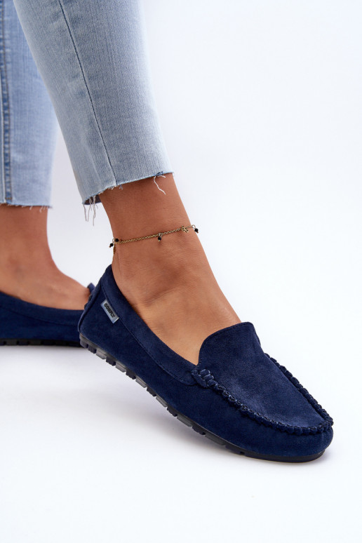 Women's Eco Suede Moccasins, Navy Blue Amrutia