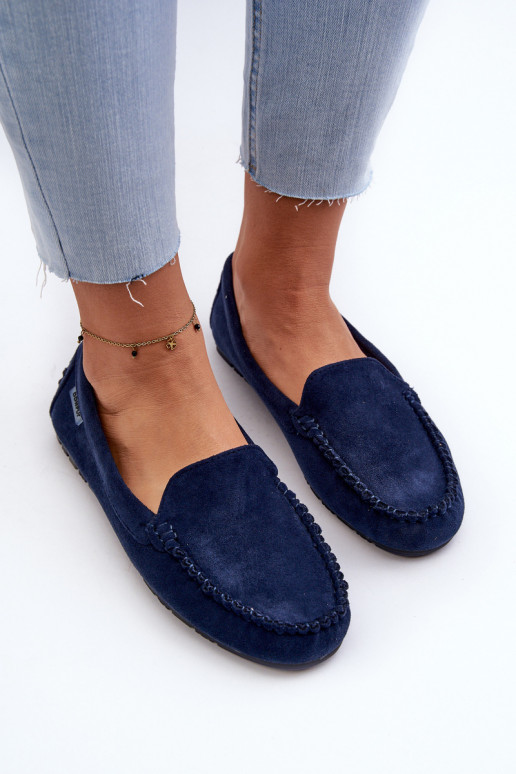 Women's Eco Suede Moccasins, Navy Blue Amrutia Women's Eco Suede Moccasins, Navy Blue Amrutia