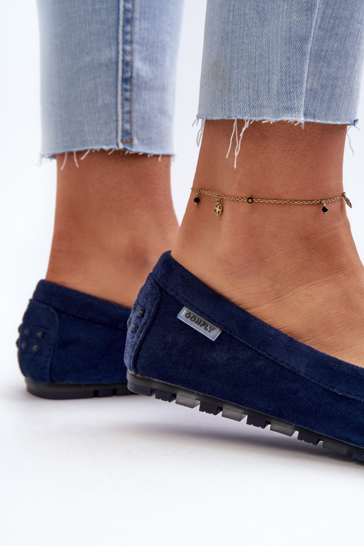Women's Eco Suede Moccasins, Navy Blue Amrutia
