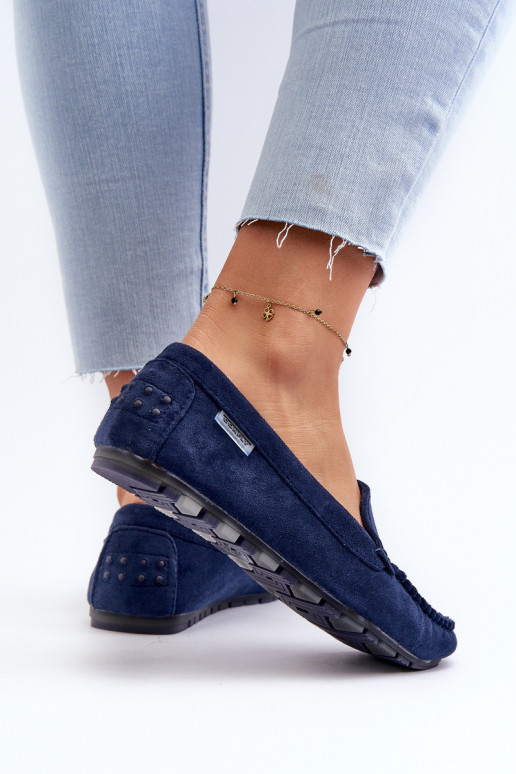 Women's Eco Suede Moccasins, Navy Blue Amrutia